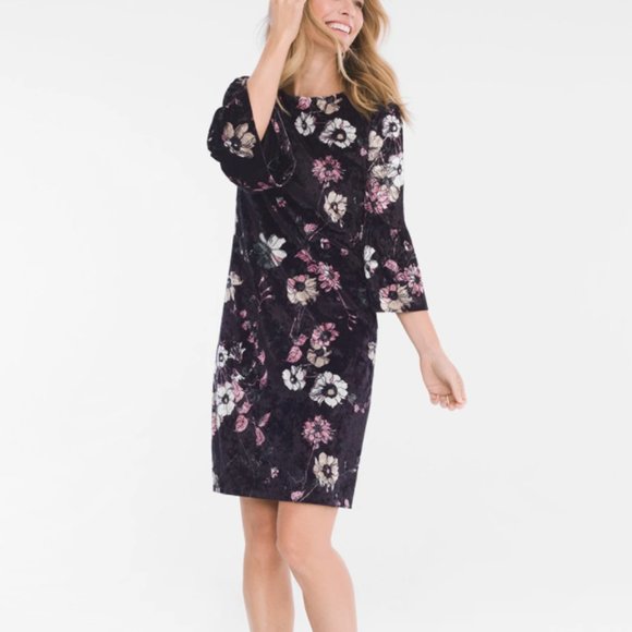 VELVET FLORAL DRESS - Picture 4 of 6